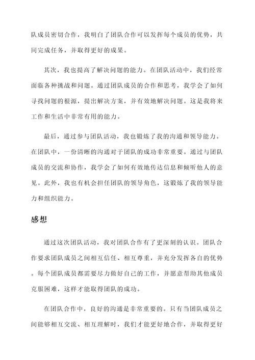 团队活动的收获和感想