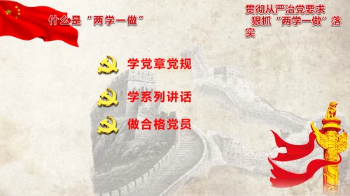 党政大气两学一做动态PPT
