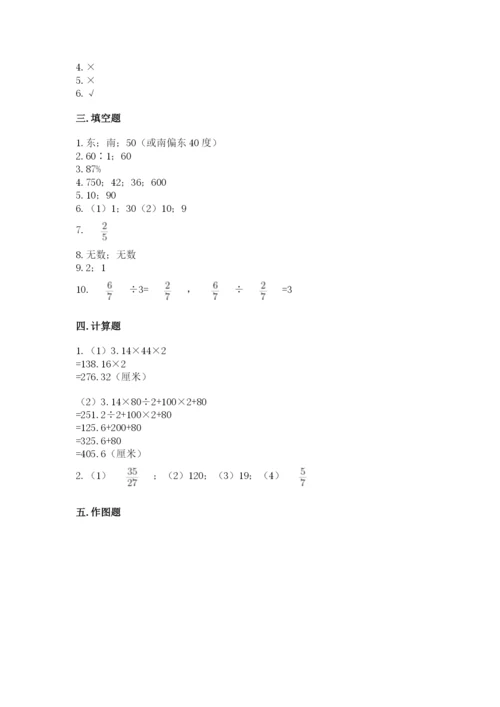 2022人教版六年级上册数学期末测试卷含答案（夺分金卷）.docx