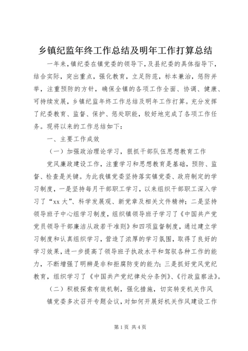 乡镇纪监年终工作总结及明年工作打算总结.docx