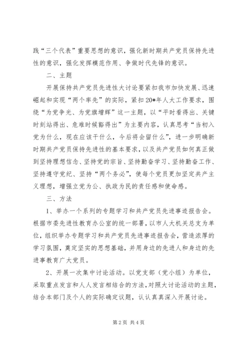 市人大党员先进性大讨论活动意见.docx