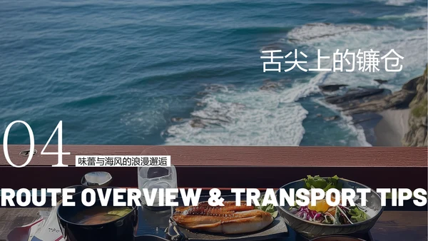 现代简约风日本镰仓旅游攻略PPT模板