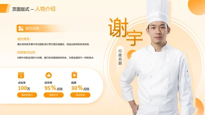 橙色商务风厨师人物介绍页