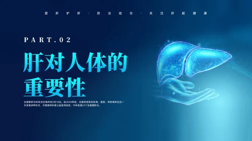 蓝色科技风全国爱肝日课件