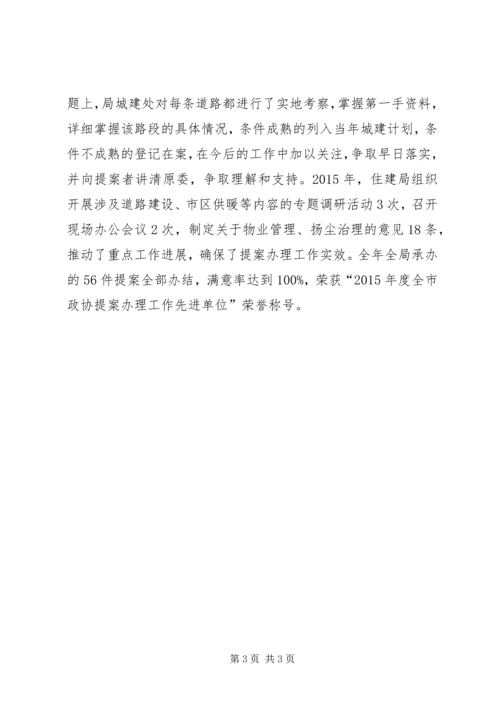 住建局政协提案办理工作经验材料.docx