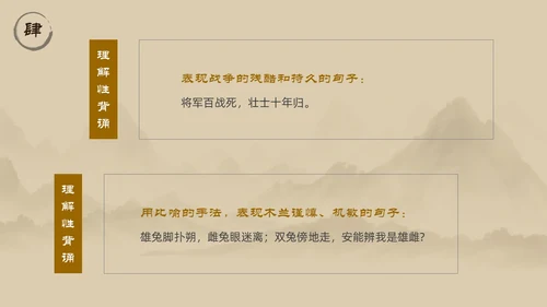 浅色简约中国风木兰诗PPT模板