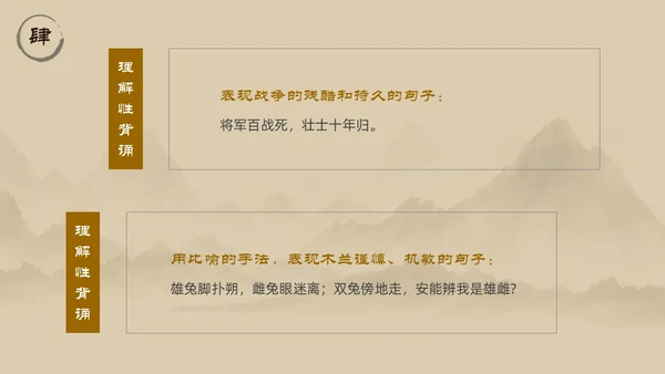 浅色简约中国风木兰诗PPT模板