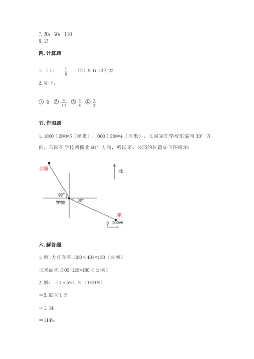 小学数学六年级上册期末卷附参考答案（黄金题型）.docx