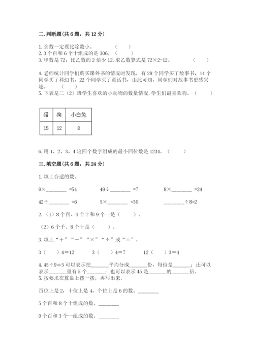 小学二年级下册数学期末测试卷及参考答案（模拟题）.docx