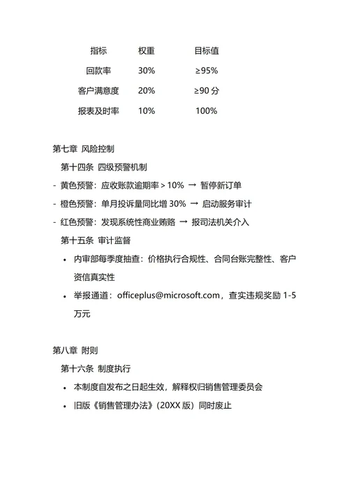 通用销售管理制度