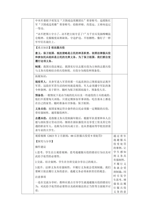 【核心素养目标】4.1 公民基本义务 教学设计（表格式）