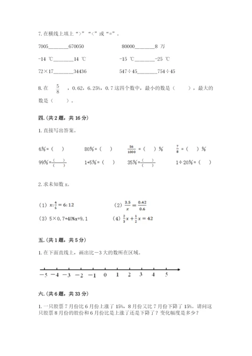 沪教版六年级数学下学期期末测试题及参考答案（轻巧夺冠）.docx