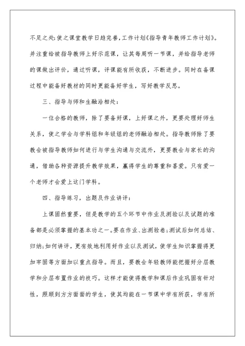 2022指导青年教师工作计划