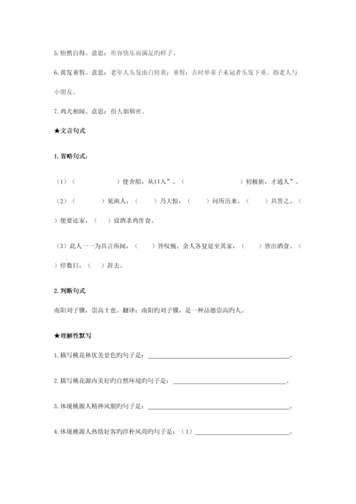 2023年部教版语文八年级下册桃花源记知识点归纳.docx