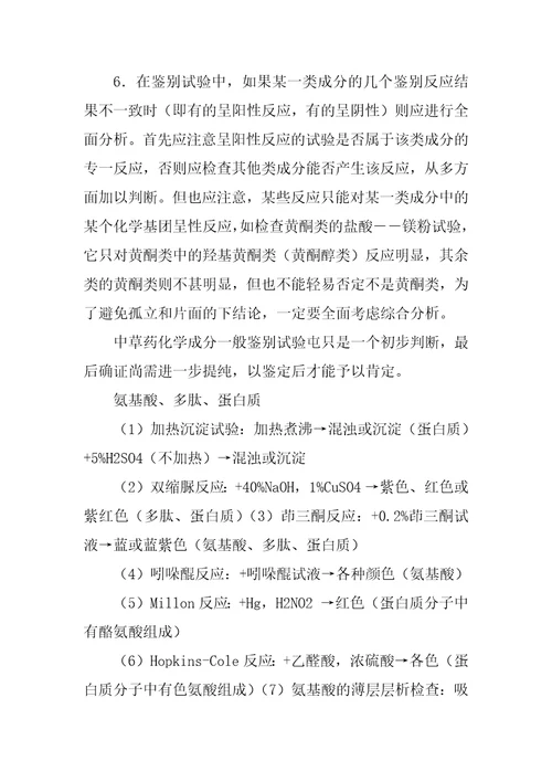 最新中药化学成分预实验大全
