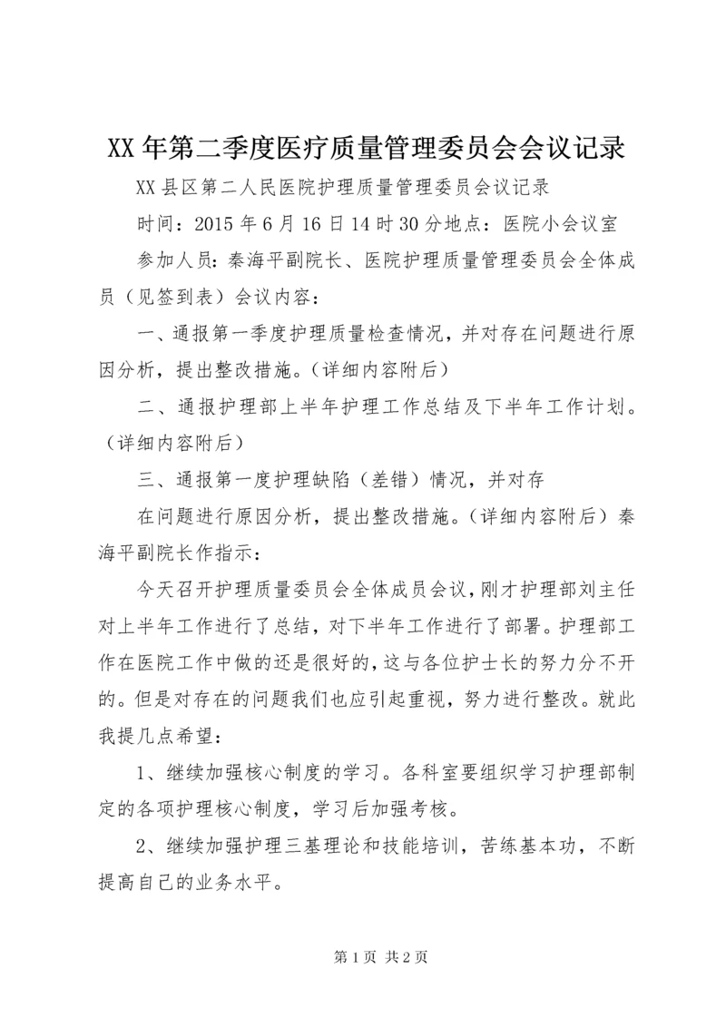 XX年第二季度医疗质量管理委员会会议记录 (4).docx