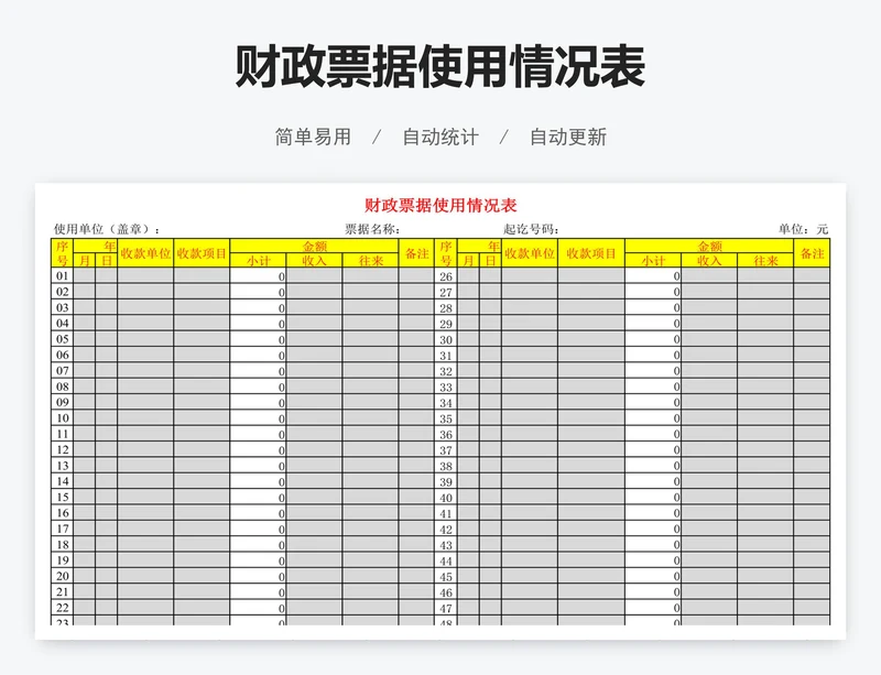 财政票据使用情况表