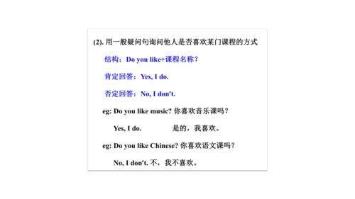 Unit 3  What subject do you like best? 单元知识梳理（单词+句