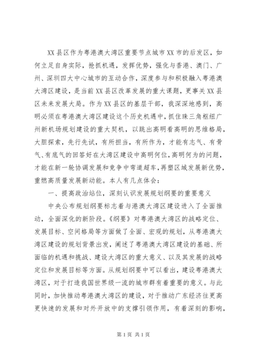 学习《粤港澳大湾区发展规划纲要》心得六篇.docx