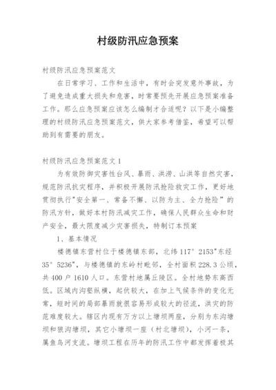 村级防汛应急预案.docx