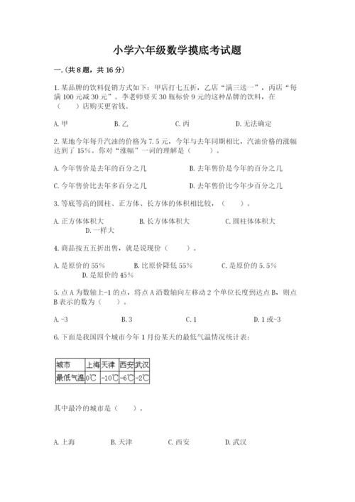 小学六年级数学摸底考试题附答案（能力提升）.docx