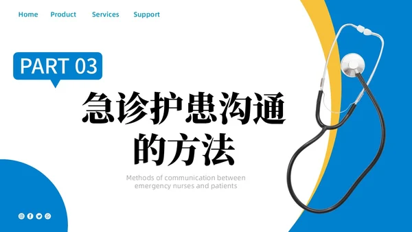 蓝色商务简约急诊护患沟通技巧商务通用PPT模板
