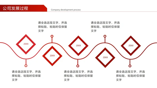 红色几何公司发展过程PPT模板