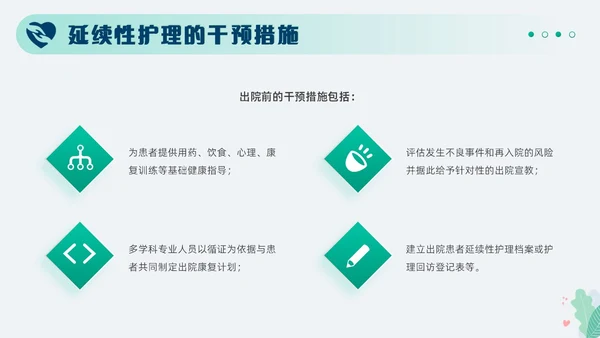 绿色小清新简约医疗护理汇报延续性护理服务工作总结PPT模板
