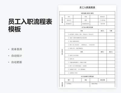 员工入职流程表模板
