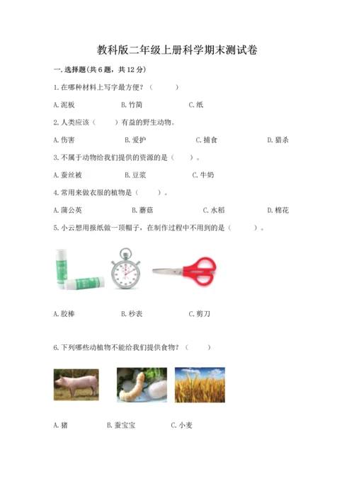 教科版二年级上册科学期末测试卷附完整答案【历年真题】.docx