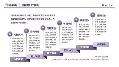 紫色商务风6项流程PPT单页