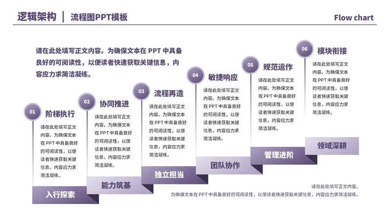紫色商务风6项流程PPT单页