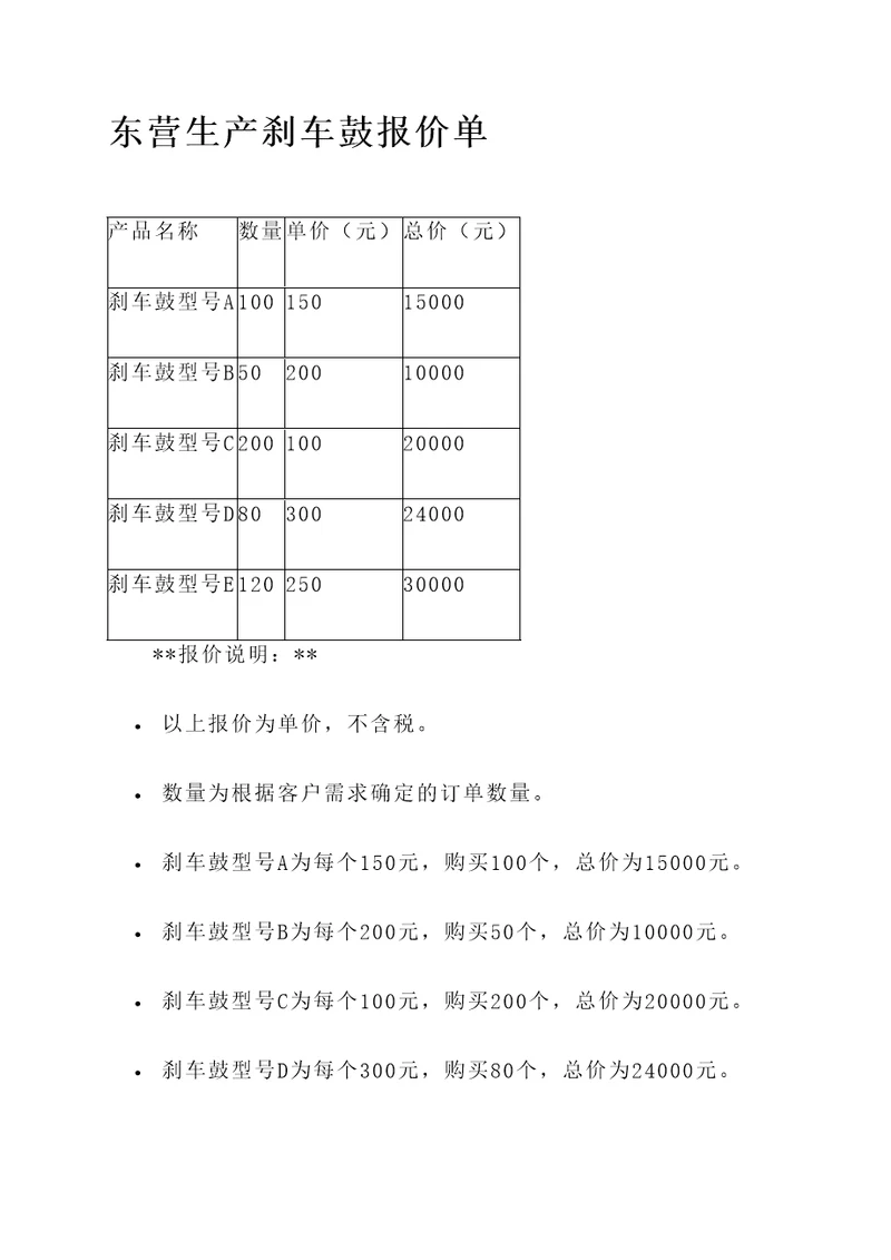 东营生产刹车鼓报价单