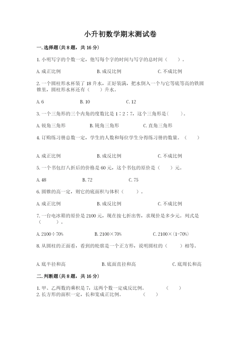 小升初数学期末测试卷word.docx