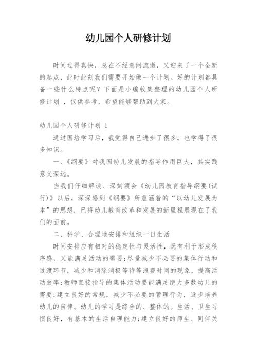幼儿园个人研修计划.docx