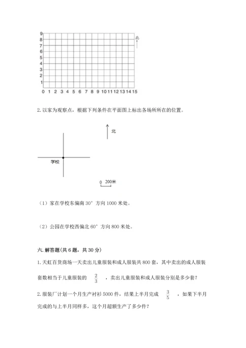 人教版六年级上册数学 期中测试卷附参考答案（夺分金卷）.docx