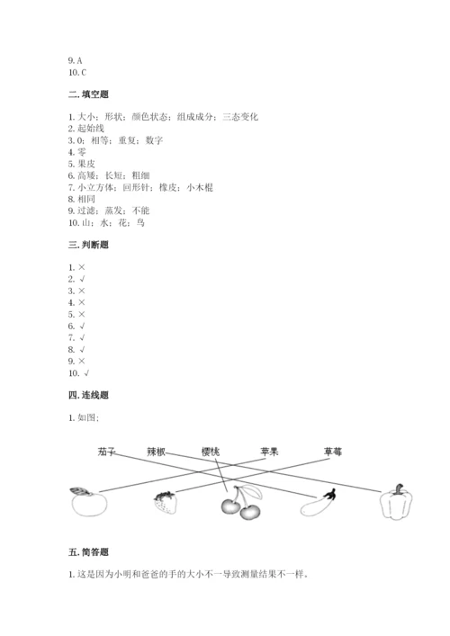 教科版一年级上册科学期末测试卷（考点梳理）.docx