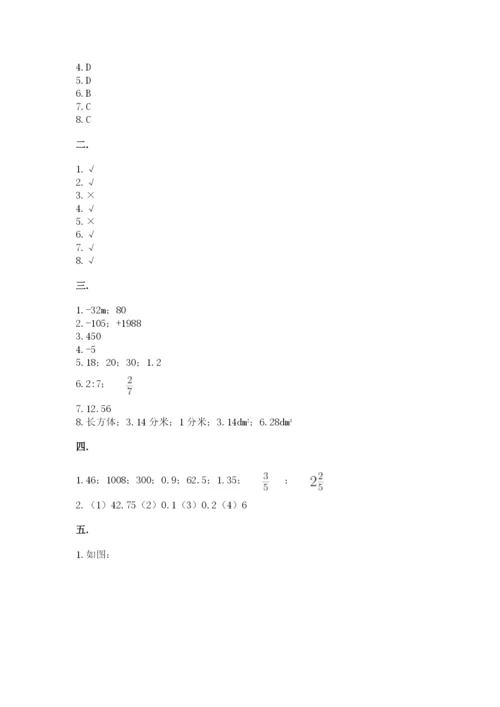 河南省平顶山市六年级下册数学期末测试卷及参考答案（能力提升）.docx