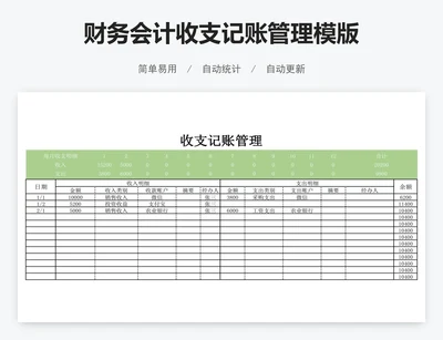 财务会计收支记账管理模版