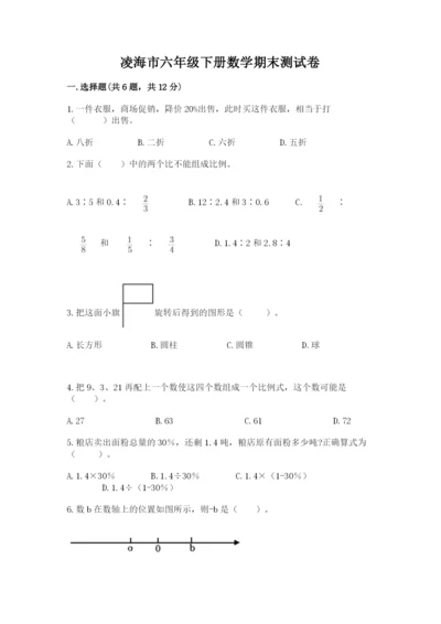 凌海市六年级下册数学期末测试卷（夺分金卷）.docx