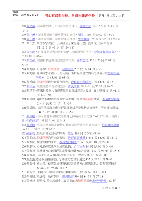 班级经营相关期刊论文目录.docx