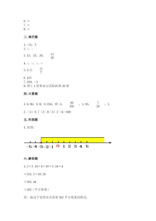 冀教版小学六年级下册数学期末检测试题【网校专用】.docx