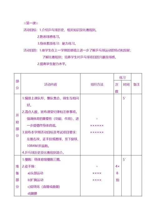 教案及说课稿-小学乒乓球拓展课教案