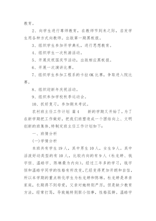 农村班主任工作计划.docx
