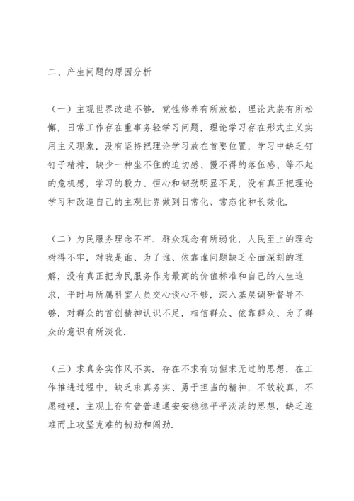 副主任党史学习教育专题民主生活会“五个带头”检视剖析检查材料（市发改委）.docx