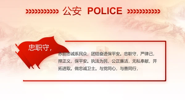 红色公安警察喜迎党的二十大动态PPT