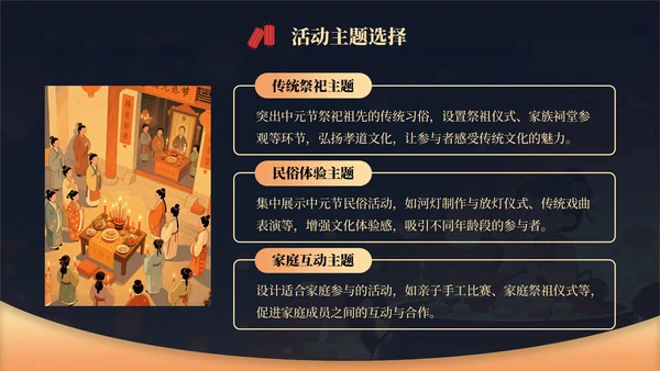 橙色插画风中元节活动策划PPT模板