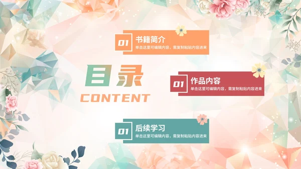 手绘水彩花卉假如给我三天光明读书书籍分享PPT模板
