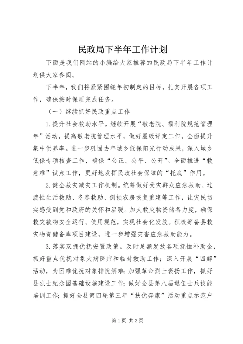 民政局下半年工作计划 (4).docx