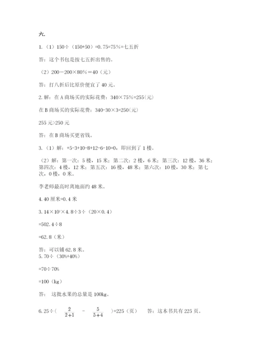小学六年级数学期末自测题精品（综合题）.docx